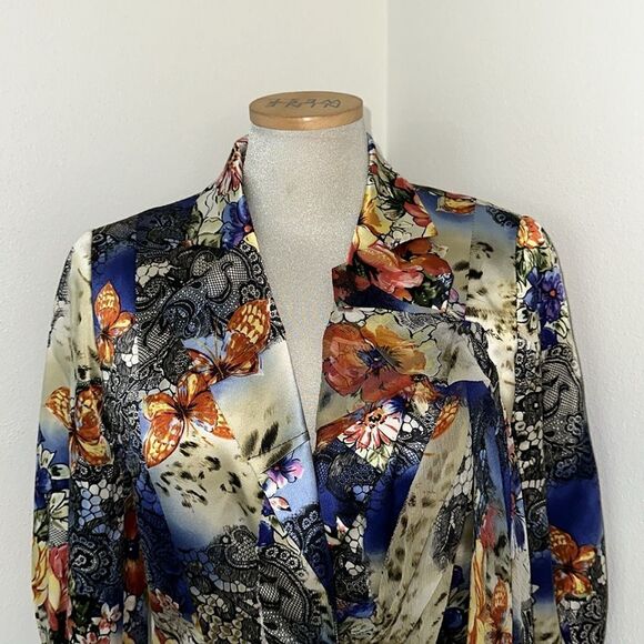 Alberto Makali 100% silk jacket 4 blue patchwork - Picture 1 of 11